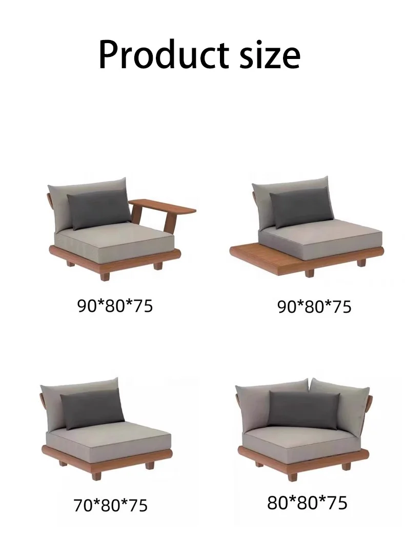 Best Modern Solid Wood Furniture with Cushions Sofa Set Outdoor Sofa Water Proof Cover Hotel Garden Sofa Furniture