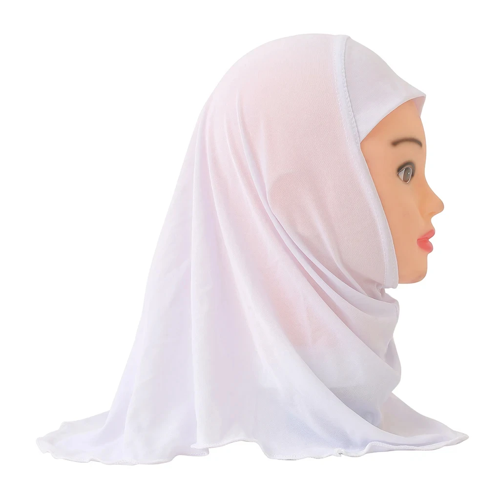 Beautiful Plain Small Girl Hijab Headscarf Simple Cute Hijab Hats Women\'s Caps Can Fit 2-6 Years Old Girls Wrap Head Scarves