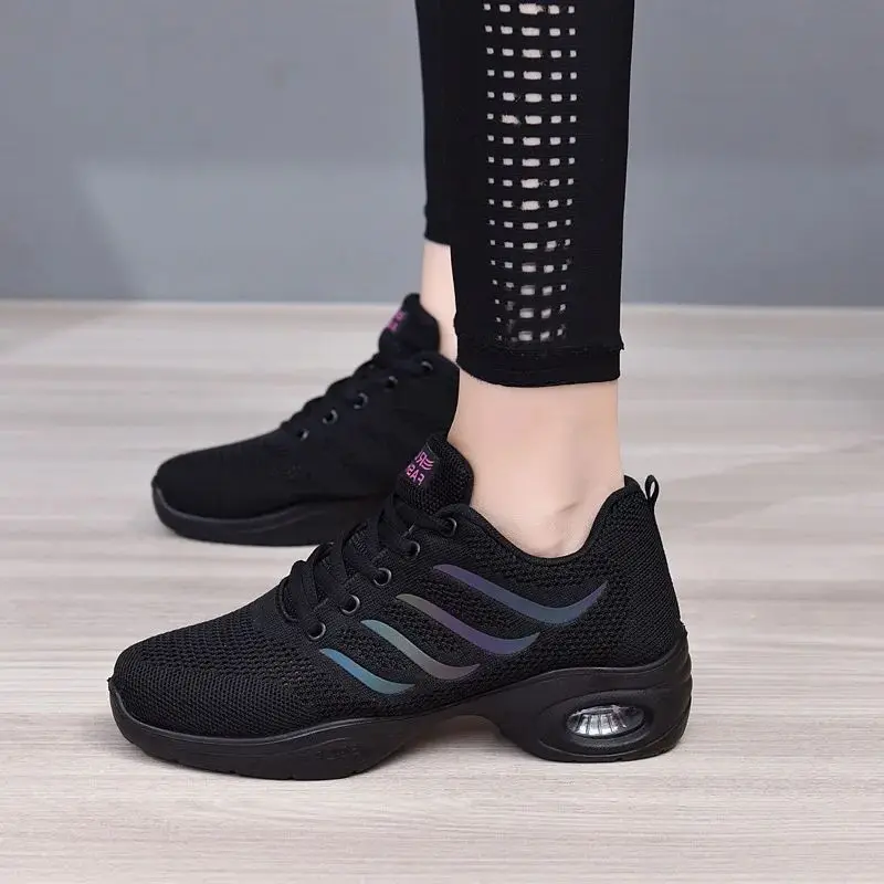 Women's Jazz Dance Sneaker with Breathable Upper Split Sole Walking Shoes Ballroom Latin Dancing Shoes Platform Sprots Shoes