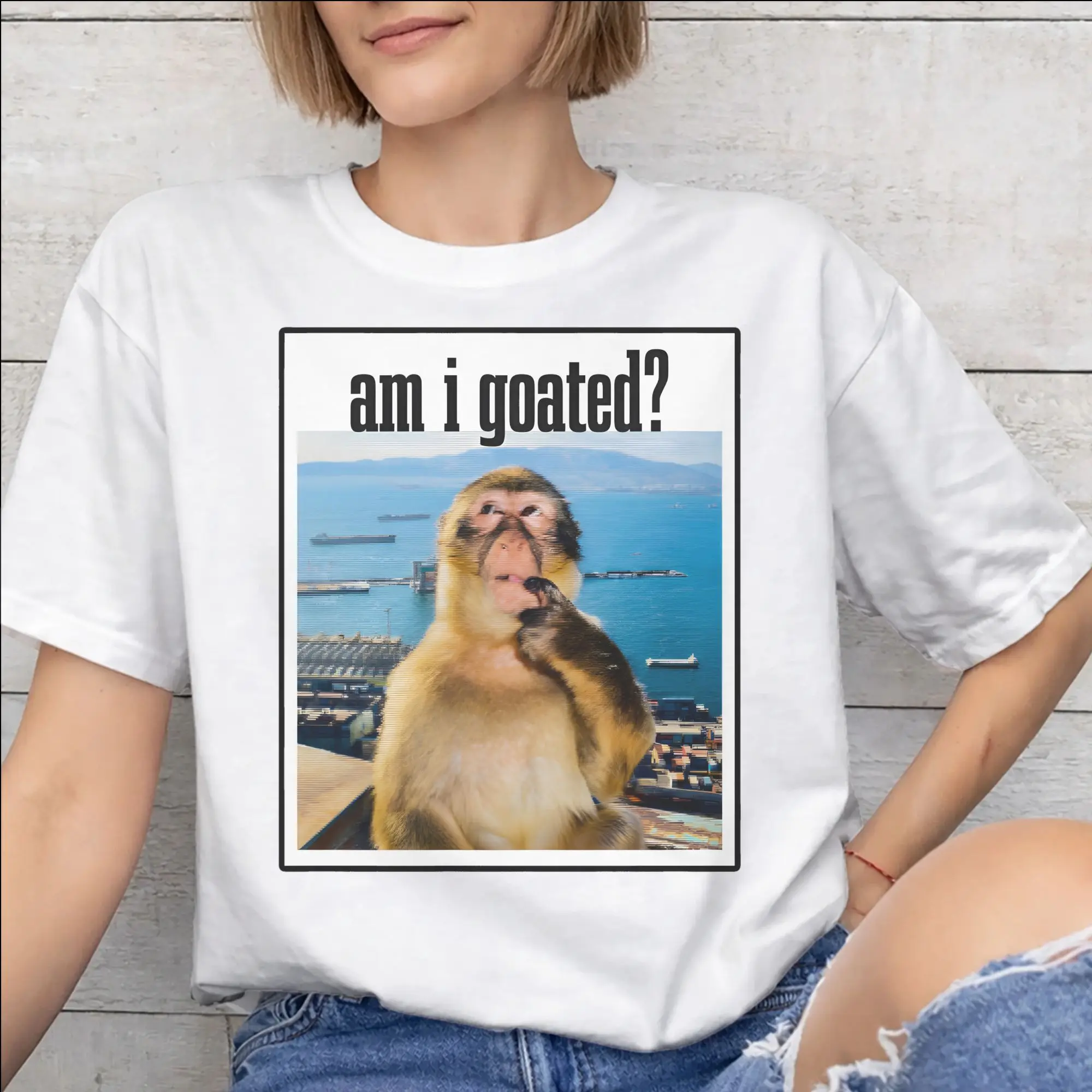Thinking Monkey Meme  Apparel Unisex T Shirt Cotton Tee Printed  T-shirt Clothing