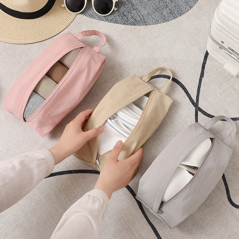 Portable Travel Makeup Pouch, Storage Bags for Underwear And Socks, Available in Beige, Gray, Pink, and Blue, Perfect for Travel