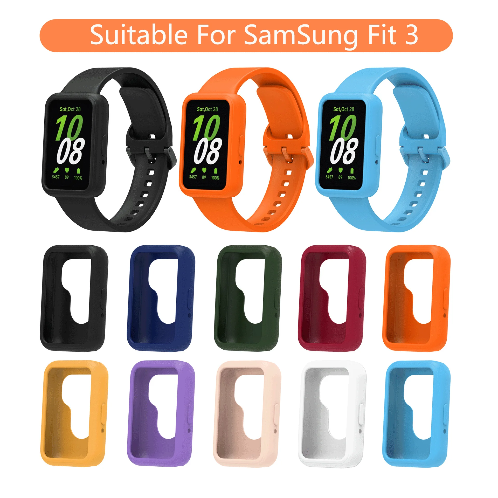 Case for Samsung Galaxy Fit 3 Smart Watch,Silicone Soft TPU Protective Bumper Shell Cover For Samsung Galaxy Fit 3 Accessories