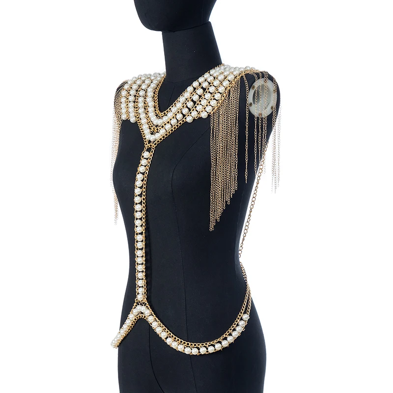

Hazem Story fashion exaggerated jewelry pearl line beads travel beach bikini women's body chain