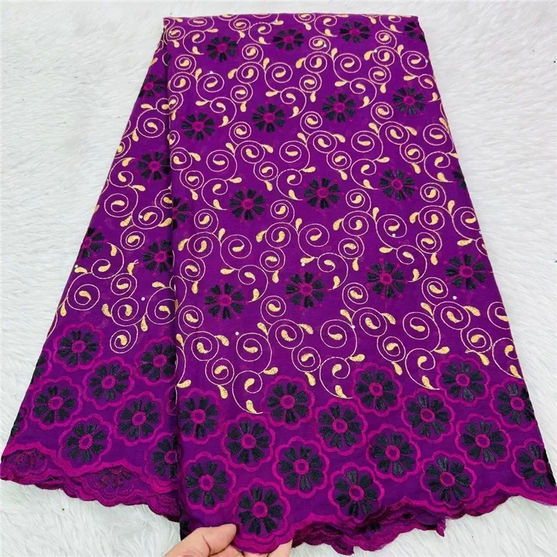 5 yard high quality Dry lace fabric heavy beaded Embroidery African 100% cotton Swiss voile lace popular Dubai style 29L281401