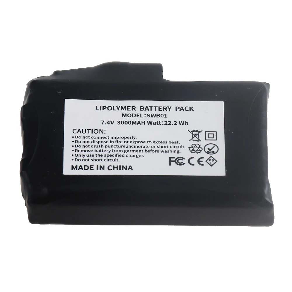 7.4V 3000MAH Li-Po Rechargeable Battery USB Power Bank For Electric Heated Warm Clothes Gloves Socks Vest