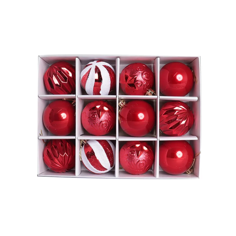 6cm 12/16pcs Christmas Ball Ornaments Printed Purple Red Christmas Tree Party Decoration New Year Christmas Spheres Pendant 2025