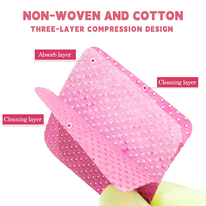 200Pcs/Box Lint Free Nail Wipes Eyelash Extension Glue Wipes Cleaner Cloth Non-Woven Fabric Nail Gel Polish Remover Cotton Pads