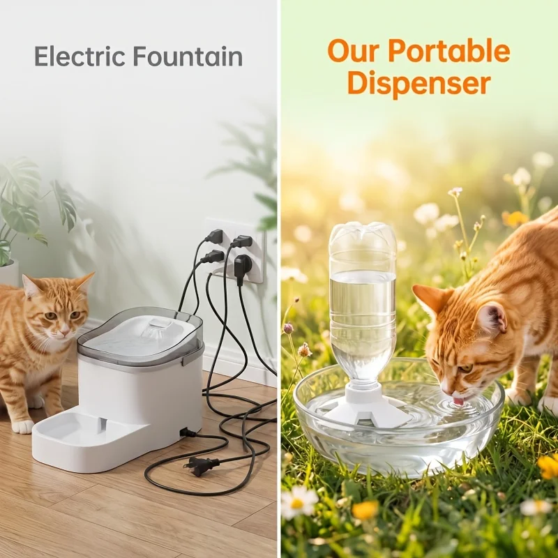 Portable Pet Water Dispenser Base Gravity Auto Refill Adapter Fits Any Bottle and Bowl for Dogs Cats Outdoor
