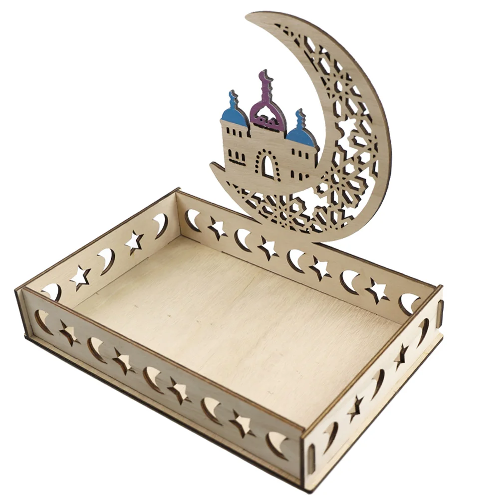 

Wooden Snack Tray Eid Themed Household Dessert Party Serving Decorative Trays Food Festival Snacks Ramadan Adornment