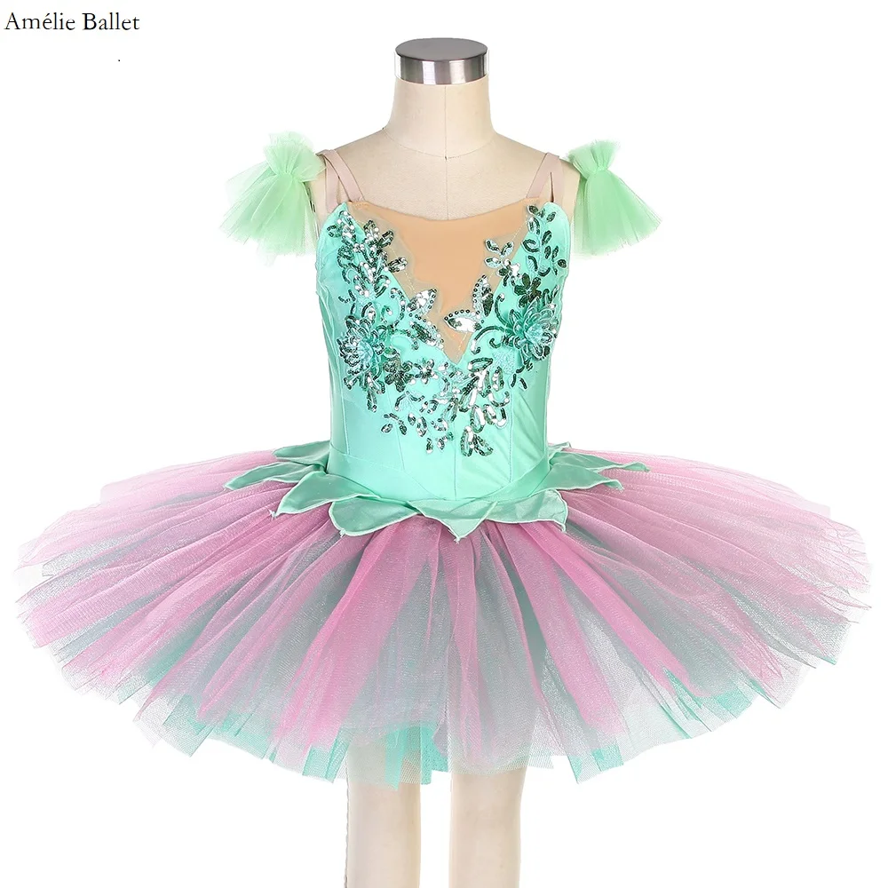 

21004 Green and Pink Platter Tutu Skirt for Girls and Women Ballet Dance Tutu Costume Adult Leotard Dress Ballerina Costumes