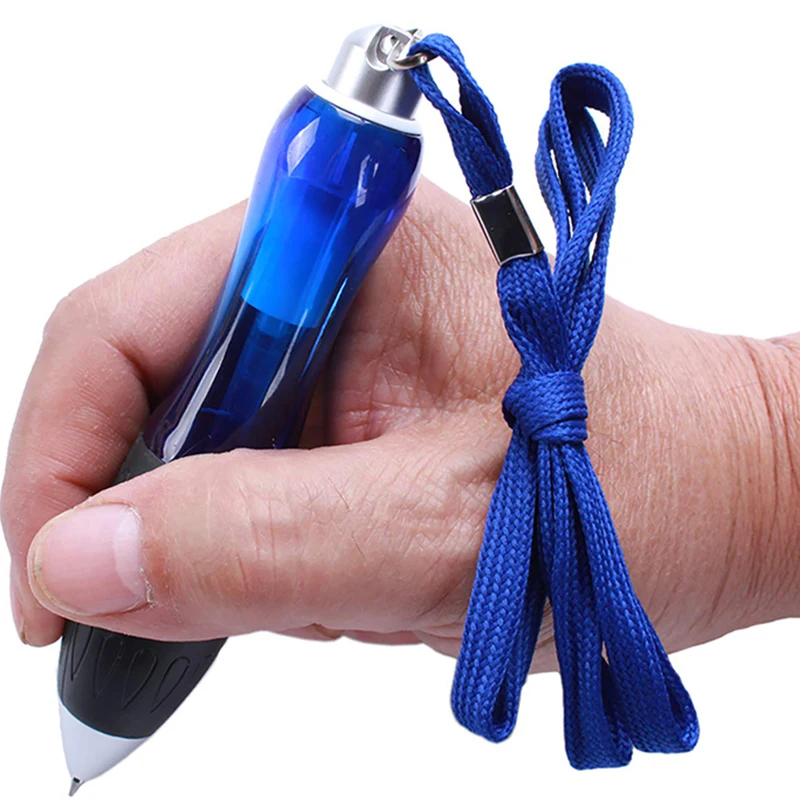 20Pcs Big Weighted Fat Pens Retractable Blue Body Ballpoint Pens with Hanging Rope Large Wide Grip Pens
