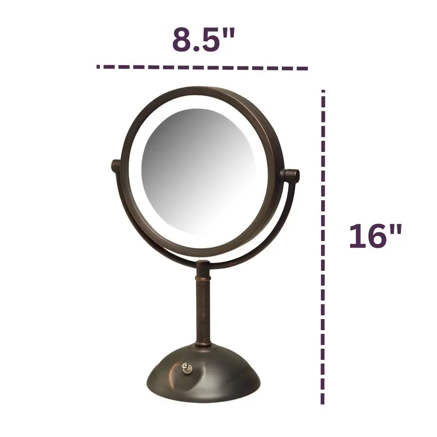 Miroir de maquillage éclairé avec grossissement 1X et 8X Miroir de maquillage en bronze modèle HL8808BZL