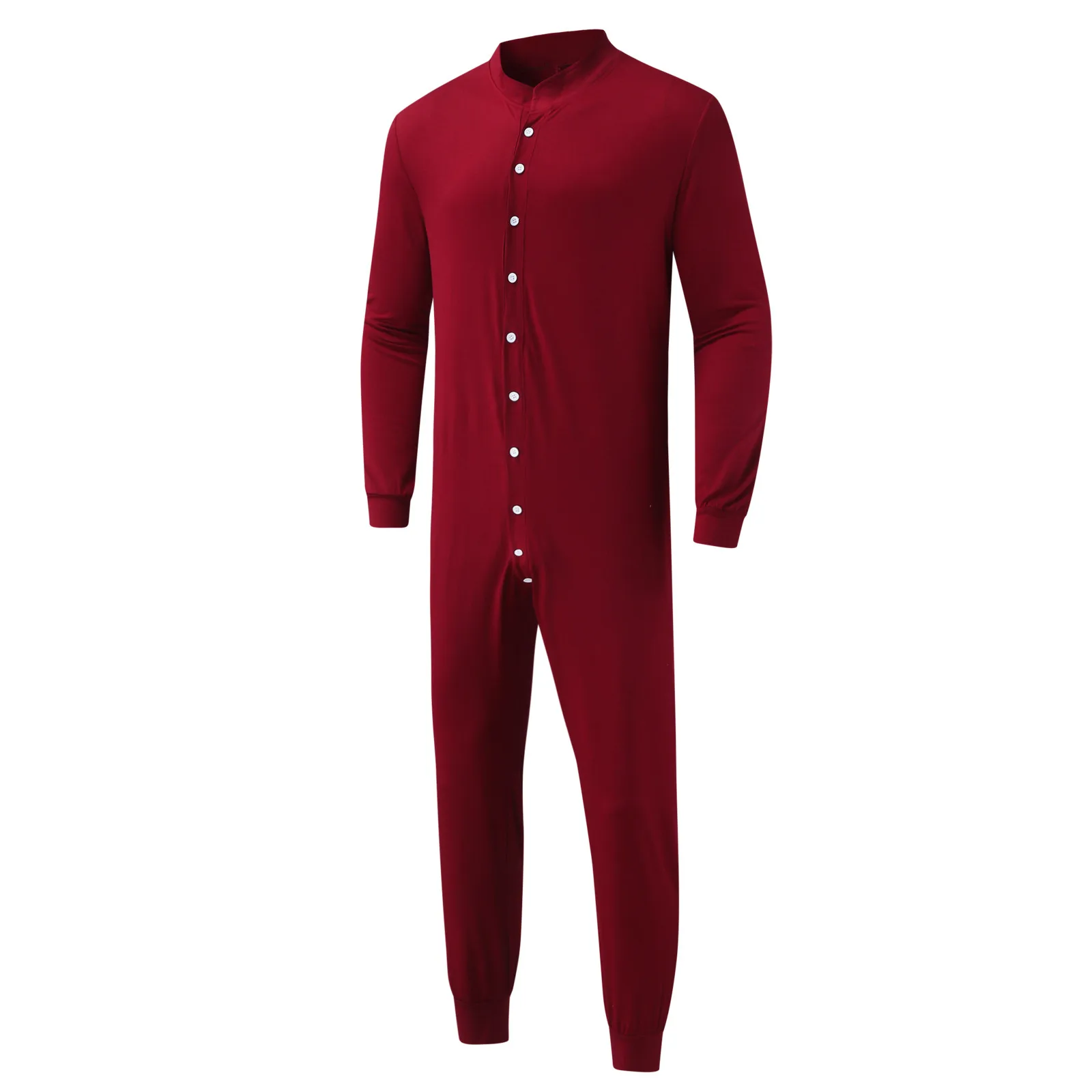 Men\'s Onesies Sleepwear Long Underwear Sexy Pajamas Sets Button Jumpsuit Thermal Underwear Sets Bodysuits Men Sleepwear