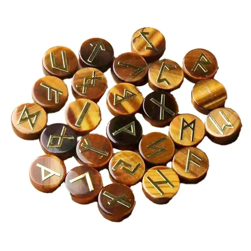 ABXF-25Pcs Jadestone Runes Set,Viking Rune Symbols For Divination & Fortune-Telling,Occult Supplies For Altar