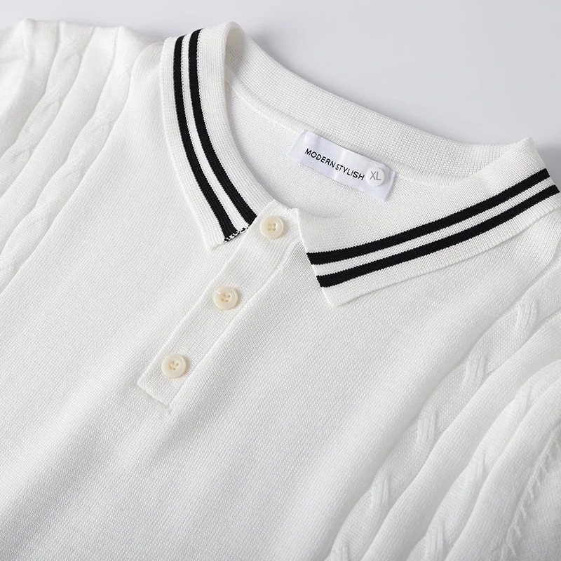 Viscose Blends Men's Polo Shirt Knitwear Short Sleeve Stretchy Summer Quality Soft Comfortable Jacquard Casual Camisas Masculina