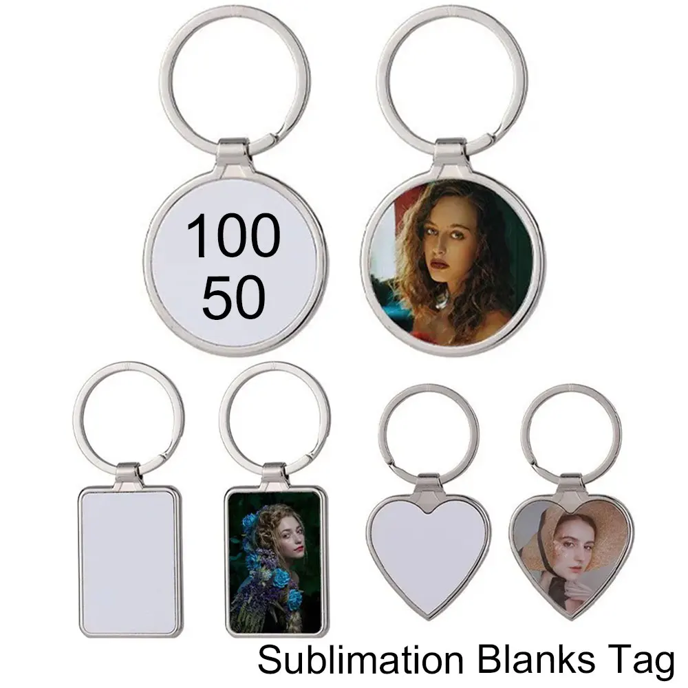 Wholesale 100 50PCS Sublimation Blanks Tag Metal Heart DIY Dog Tag For Christmas Keychain Pendant Pet Road Plate