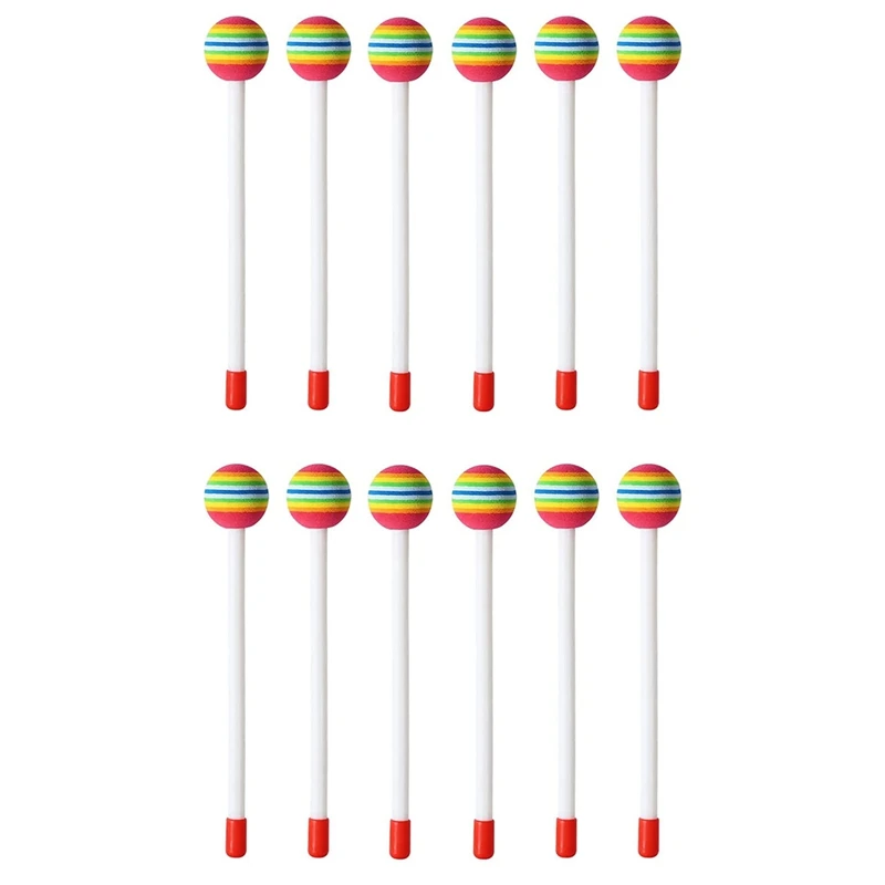 12 Pcs Lollipop Drum Mallet Sticks Orff Percussion Instrument Sticks Drumsticks For Kids Child Mallet Musical Toy