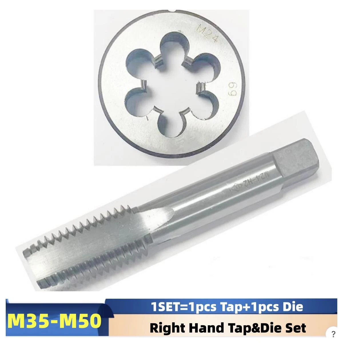 

1Set Metric Thread Tap and Die Set Fine Thread Tap Round Die M35M36M37M38M39M40M41M42M43M44-M50 X4 1.25 1 2 1.75 2.5 3 3.5