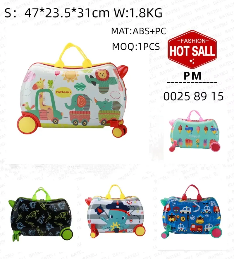 

Student Kids Cute Children Travel Cartoon Luggage Boy Girl Kids Ride on Suitcase
