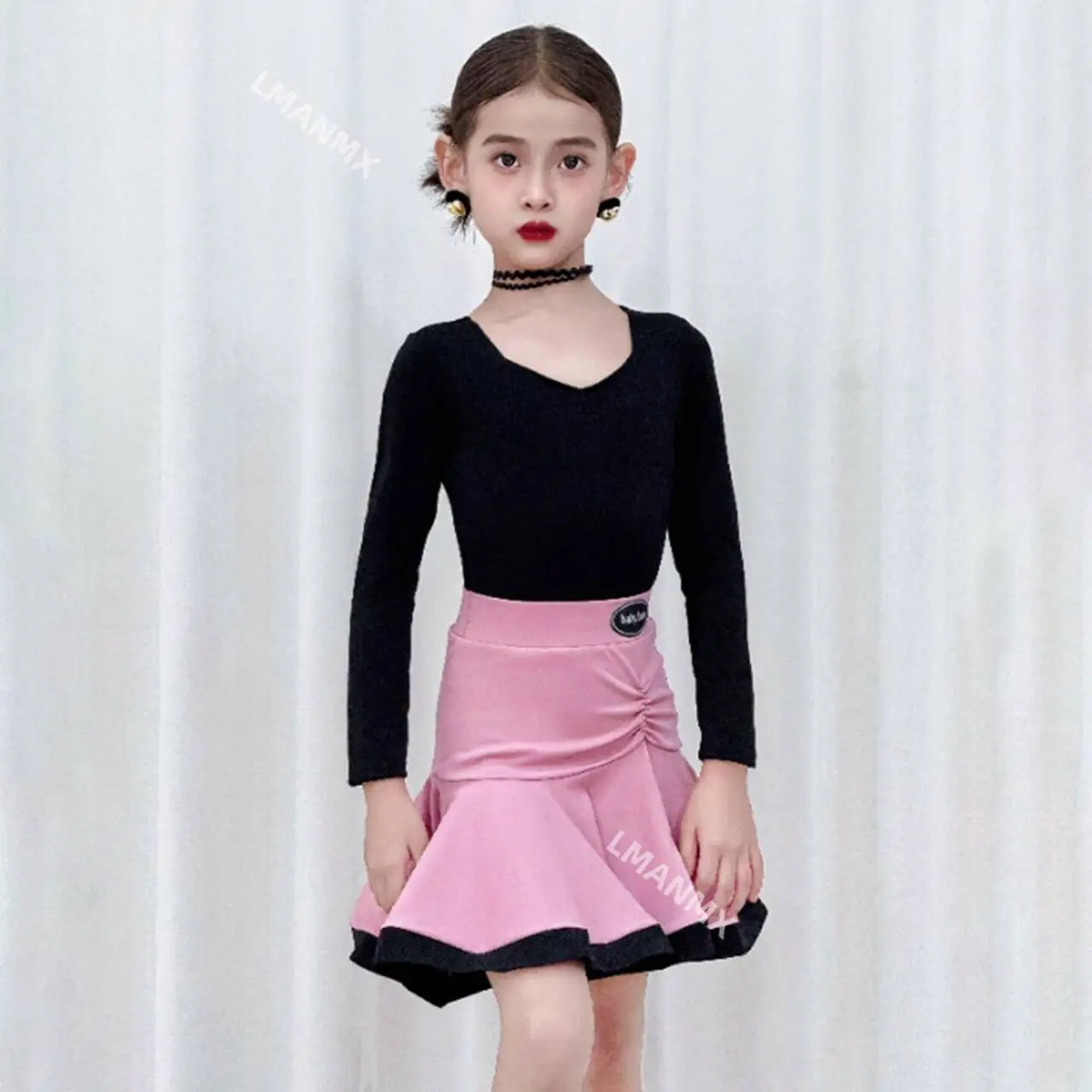 

2025 New Children's Latin Dance Practice Clothing Autumn/Winter Split Girls' Long Sleeve Performance Set
