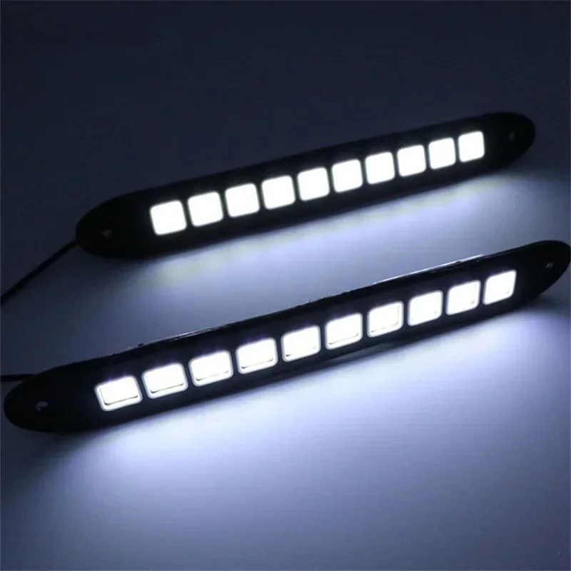 10LED Car COB Daytime Running Lights Bendable Waterproof Fog Lamp Flexible DLR Auxiliary Headlight Universal Auto White Lamps