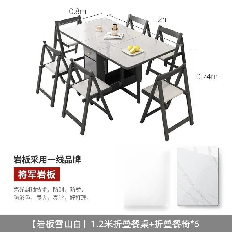 r8.12-Modern Simple Small Apartment Folding Dining Table and Chair Dining Cabinet Integrated Movable Home Side Stand