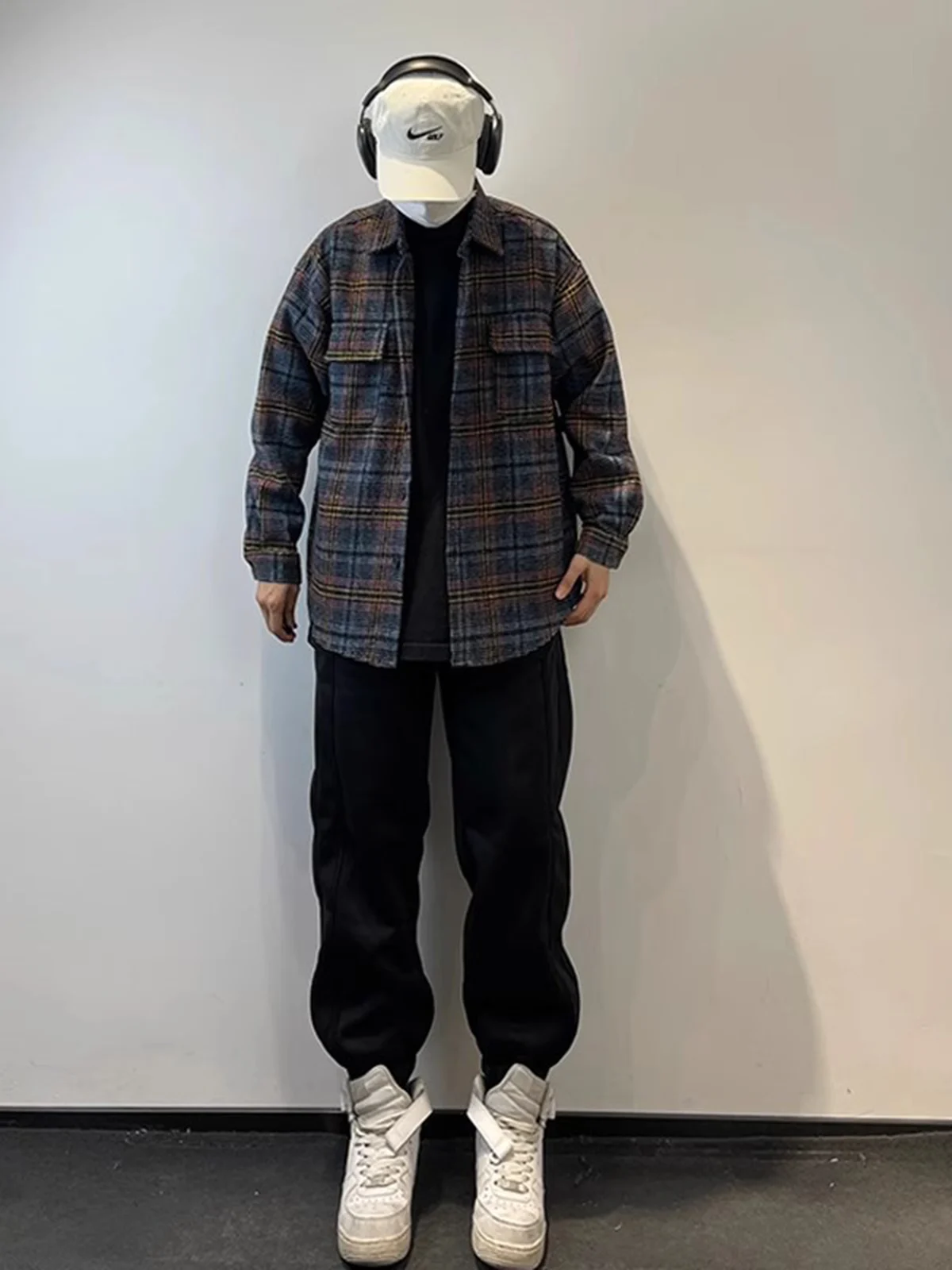 Men's Woolen Plaid Shirt Autumn Winter New Style Retro Japanese 2024 New High-End Tartan Miniature Fragrance Wind Coat