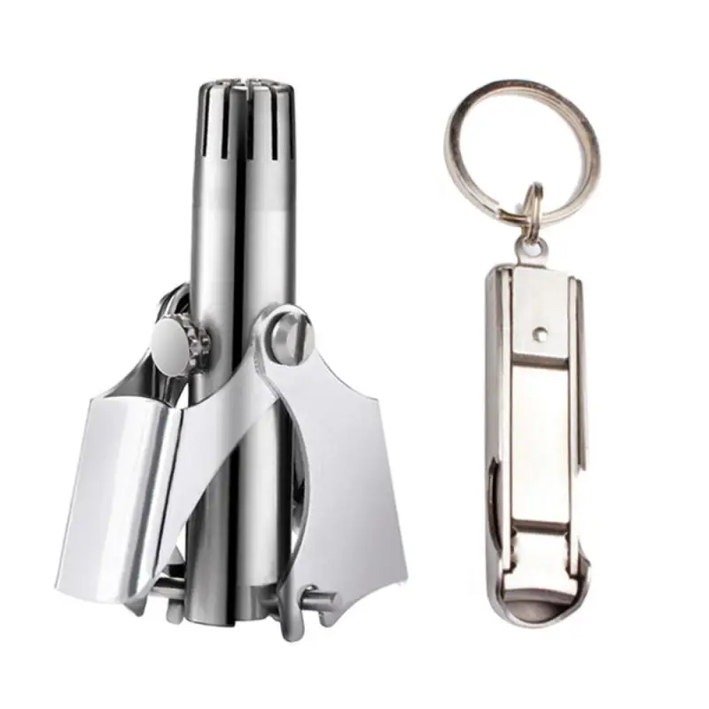 

Триммер для волос в носу для мужчин и женщин, ручная механическая бритва из нержавеющей стали, моющиеся инструменты для удаления волос с щеткой