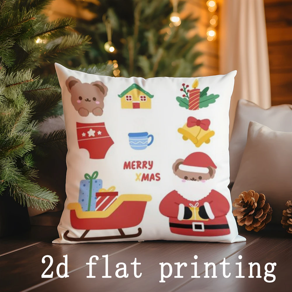 ديكور المنزل عيد ميلاد سعيد منقوشة وسادة يغطي مناسبة ل أريكة غرفة نوم سيارة وسادة غطاء وسادة وسادة الظهر مستطيلة #5