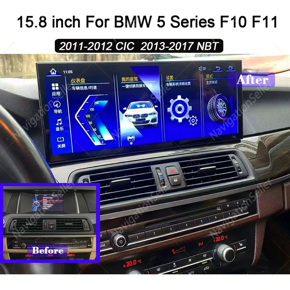 

15.8 Inch Android Car Radio For BMW 5 Series F10 F11 CIC NBT 2011-2017 Carplay Screen Multimedia Navigation Radio Head Unit BT