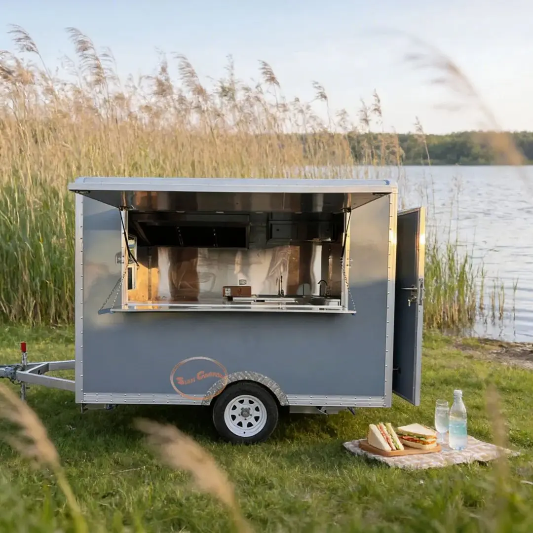 

Stainless Steel Kitchen Food Cart Fiberglass Mobile Food Trailer for Street Fast Food Business Fully Equipped