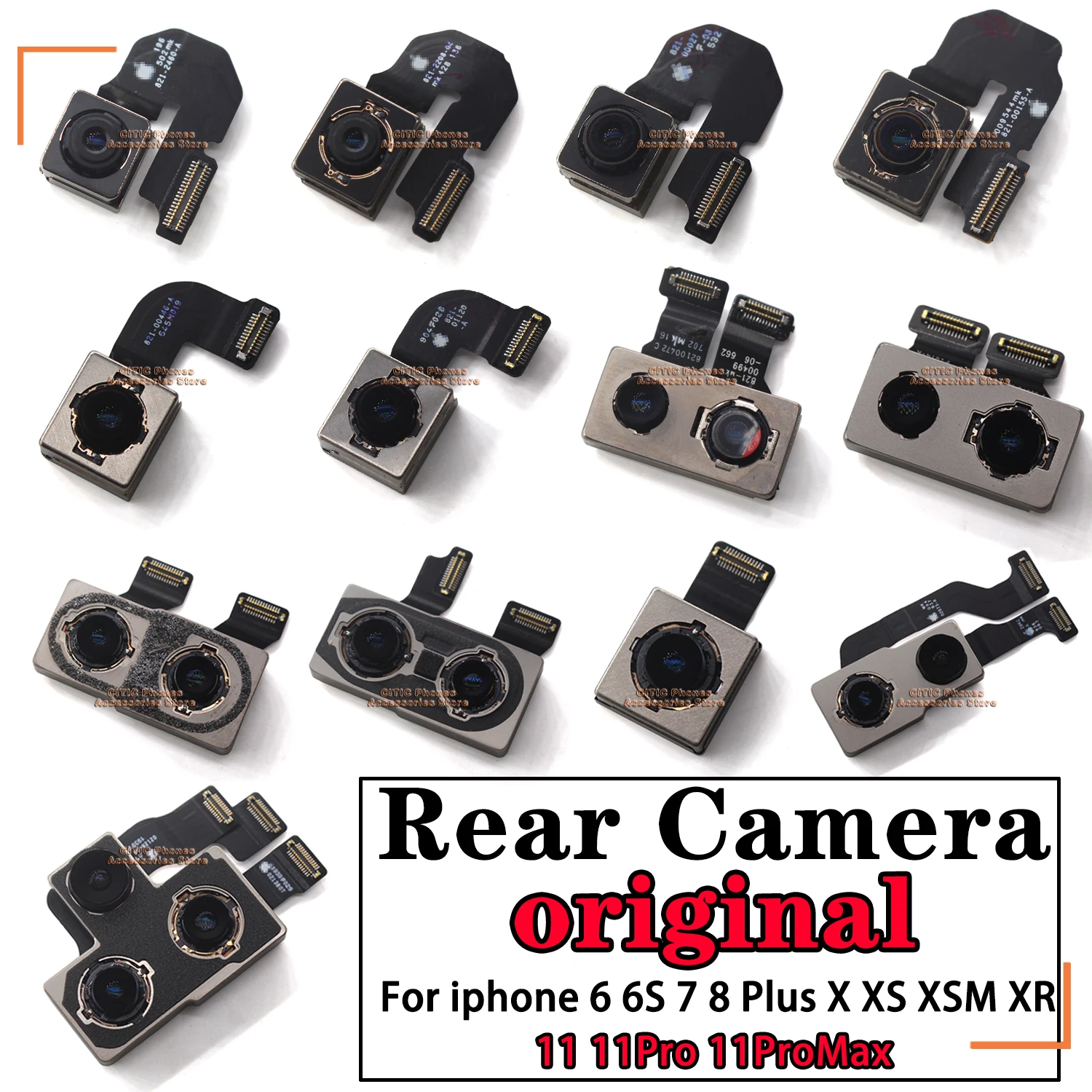 Rear Camera For iPhone 6 6S 7 8 Plus Back Camera Rear Main Lens Flex Cable Camera Lens For iphone X XR XS MAX 11 11Pro Max