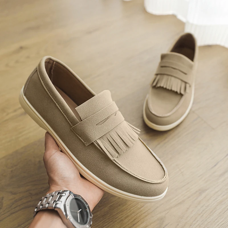 

Fashion Men Casual Shoes Comfortable Slip on Suede Man Loafers Breathable Lightweight Walking Driving Shoes Flat Moccasins