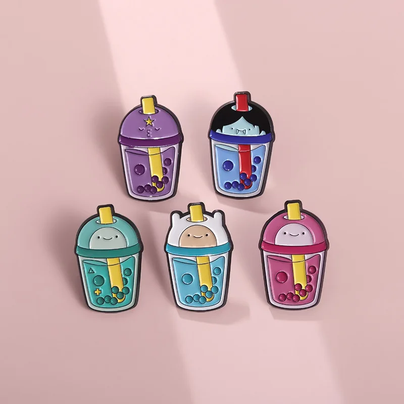 Adventure Time Around The Cartoon Bottle Shape Brooch Alloy Pins Clothing Lapel Pins Bag Accessories Jewelry Gift To Friends