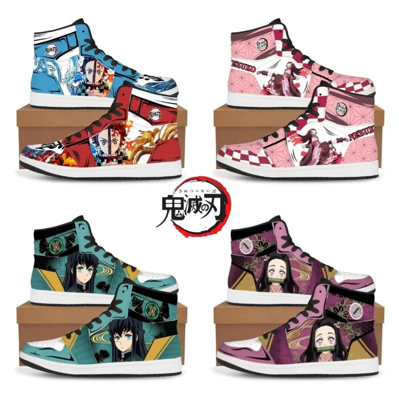 شيطان القاتل Tanjirou Nezuko Kimetsu Giyuu موضة أحذية رياضية كرة السلة أحذية رجالي أحذية نسائية للجنسين حذاء كاجوال هدية عيد