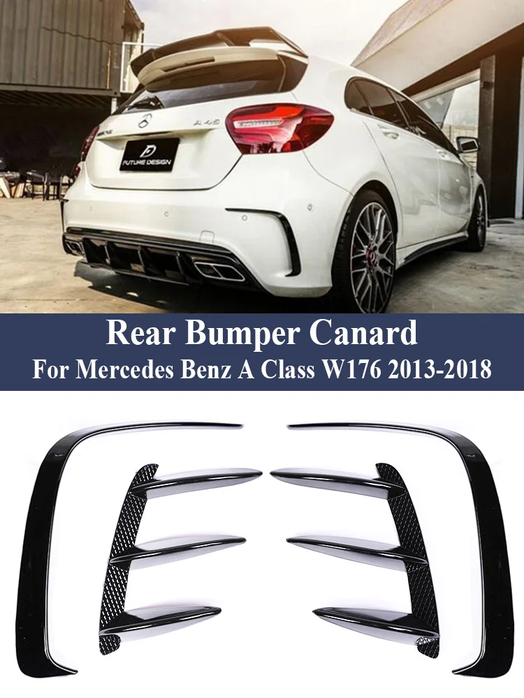 Rear Bumper Canard For Mercedes Benz A Class W176 Air Vent A45 Sport Splitter Spoiler Flap Cover 2013-2018 Black AMG Line Only