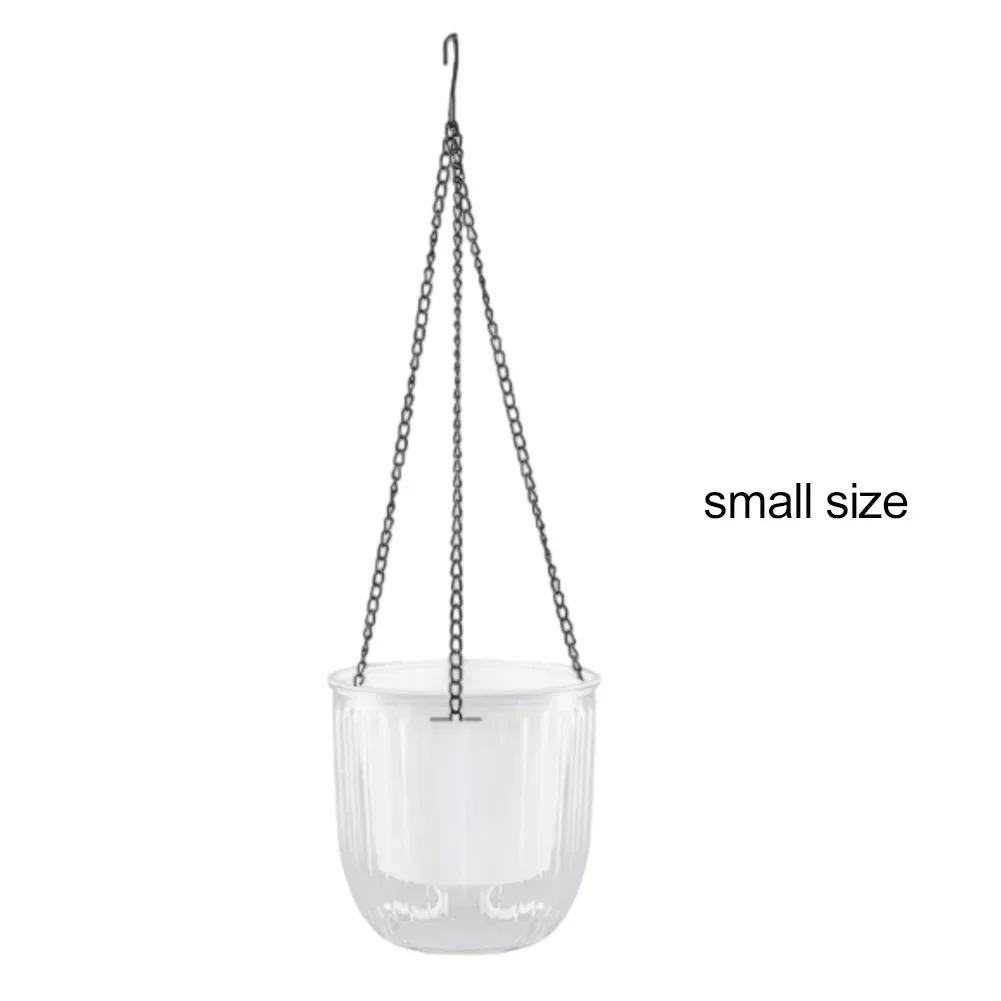 Hanging Flower Pot With Automatic Hydration System For Balcony For Garden Indoor Plants Transparent Plastic UV Proof
