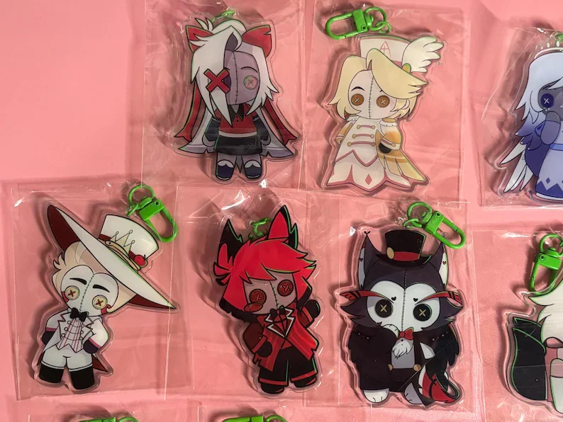 Voodoo Doll Demon Style Acrylic Keychain, Double Sided Bag Charm, Fantasy Art Pendant, Collectible Fan Gift