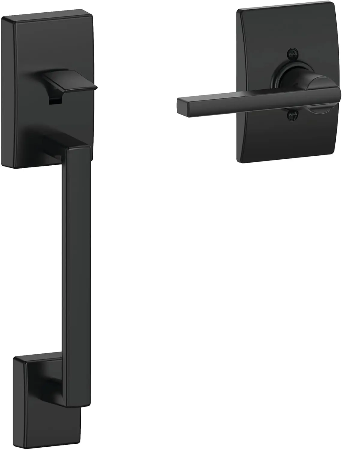 

Matte Black Front Entry Door Handleset with Latitude Lever, Easy Installation for Standard Doors