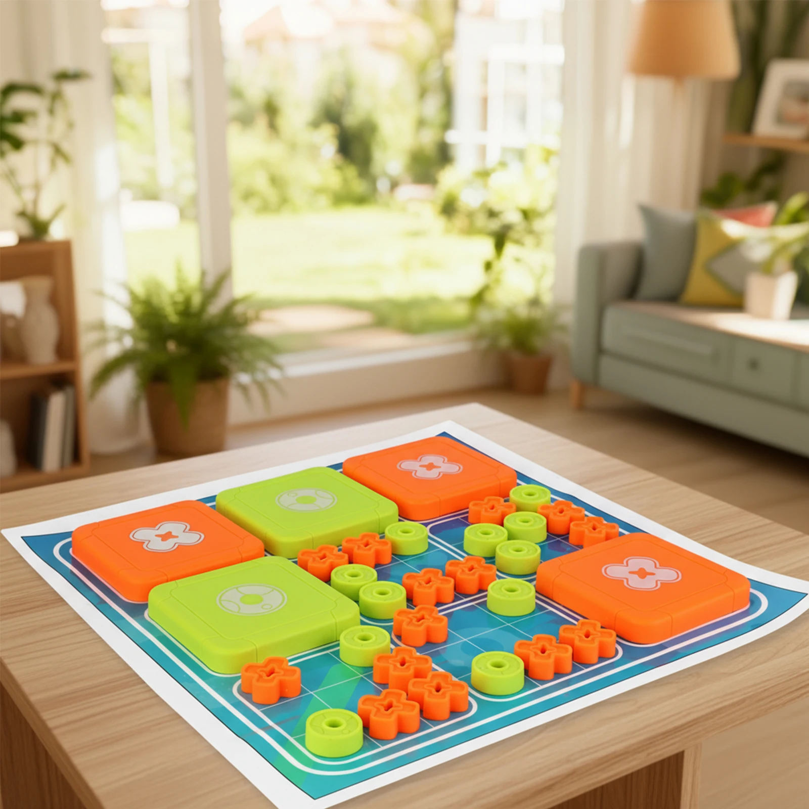 

Tic Tac Toe Bolt Puzzle Game Original 3-in-1 Handheld Puzzle Tabletop Game Early Education Board Game for Train Logical Thinking