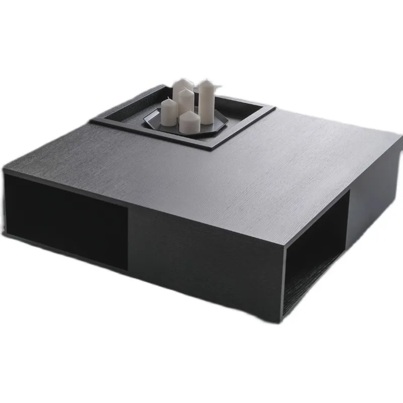 Simple coffee table, living room home black oak grain square coffee table
