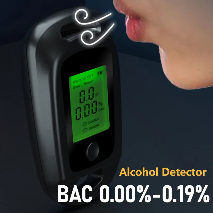 Handheld Alcohol Analyzer LCD Display Breath Alcohol Tester USB Rechargeable Portable Alcohol Tester Professional Grade Accuracy