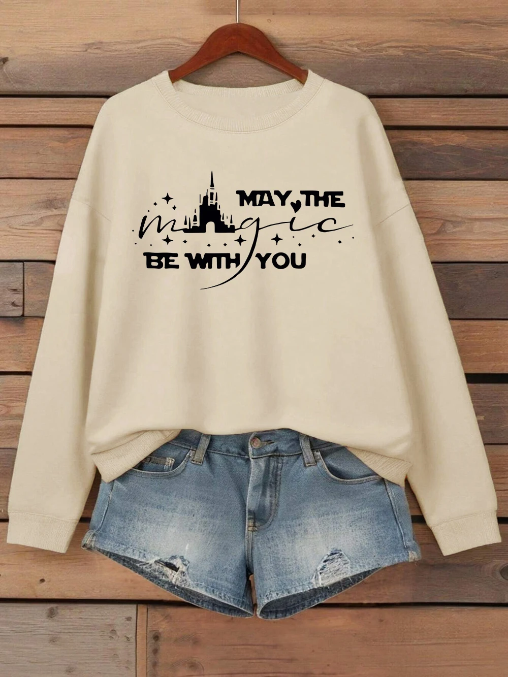May The Be With Youprinting Sweatshirts Damen Loose Basics Hoodies Fleece Warm O-Neck Tops Winter Bequeme Damenbekleidung