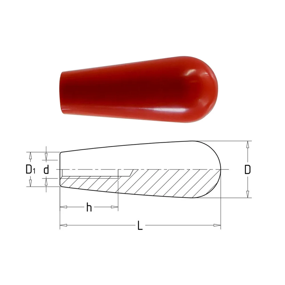 M6 M8 M10 Taper Bakelite Handle Sleeve Oval Cone Shape Operating Lever Fixed Grip Black Red Copper/Rubber Female Thread Handle