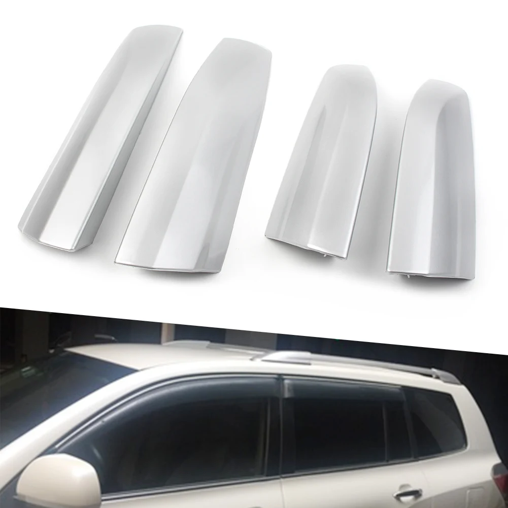 4Pcs/Set Silver Car Roof Rack Cover Rail End Shell Cap Replacement For Toyota Highlander 2008 2009 2010 2011 2012 2013 ABS