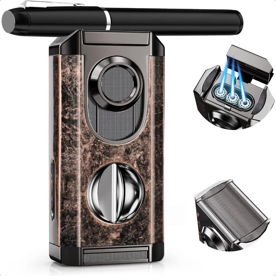 

Бутановая зажигалка с V-образным резаком, встроенный держатель, ветрозащитная зажигалка Jet Flames Allinone, крутая зажигалка для свечей на открытом воздухе, мужской подарок, Vers