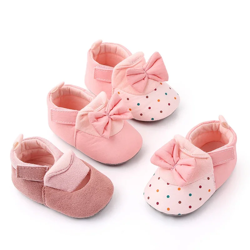 Cartoon Bowknot Baby Shoes Cute Newborn Boys Girls First Walkers Flats Soft Sole Non-slip Shoes Footwear Toddler Booties