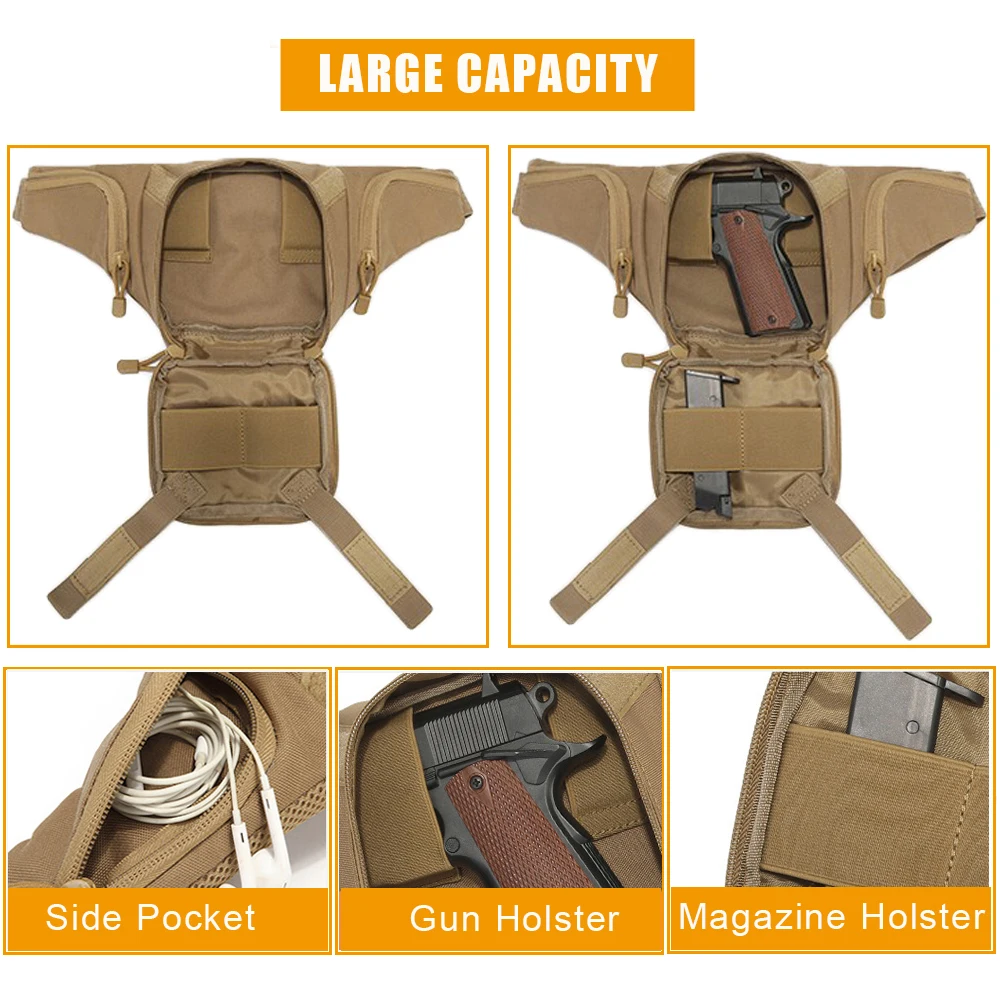 Sport Fanny Pack for Men Concealed Carry Waist Bag Hip Belt Outdoor Bumbag Waterproof Molle Pouch