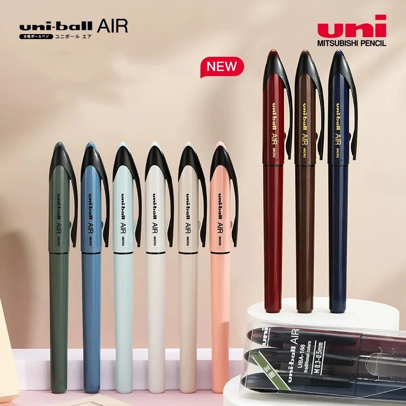 Uni-Ball Air Roller Ball Gel Pen UBA-188/UBA-188C Black Technology Free Ink Control Straight Liquid Signature Pen 0.7/0.5mm