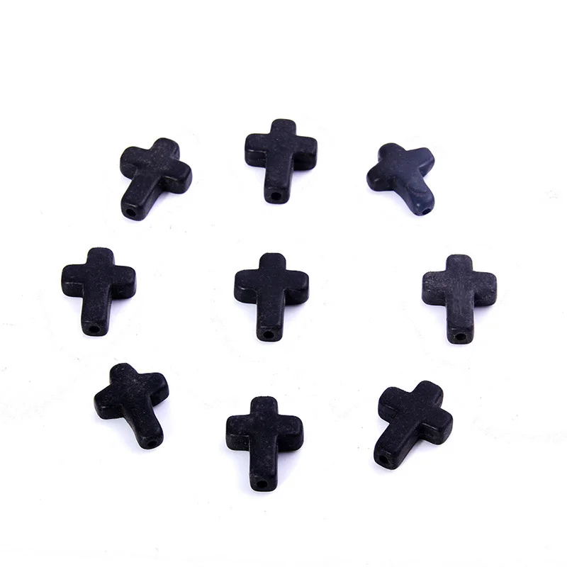 20pcs Colorful Natural Stone Cross Pendant Charms For Woman Necklace Bracelet DIY Jewelry Making 1.5*1.1cm